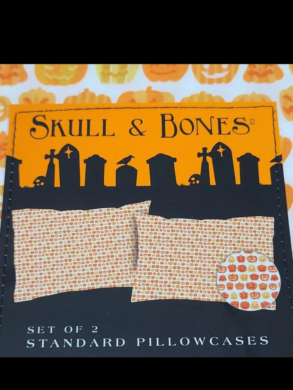 2pc Halloween Jack O Lantern Pumpkin Standard 100% Cotton Pillowcase Set New
